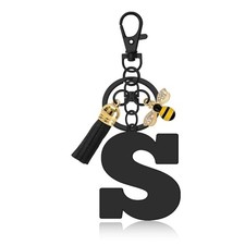 Alphabet Initial Letter Keychain for Women Bag Charms, Black Letter Black-s