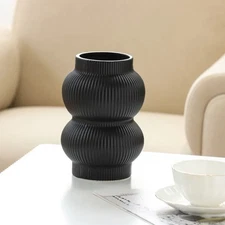 Black Ceramic Bubble Design 7.09" Tabletop Vase