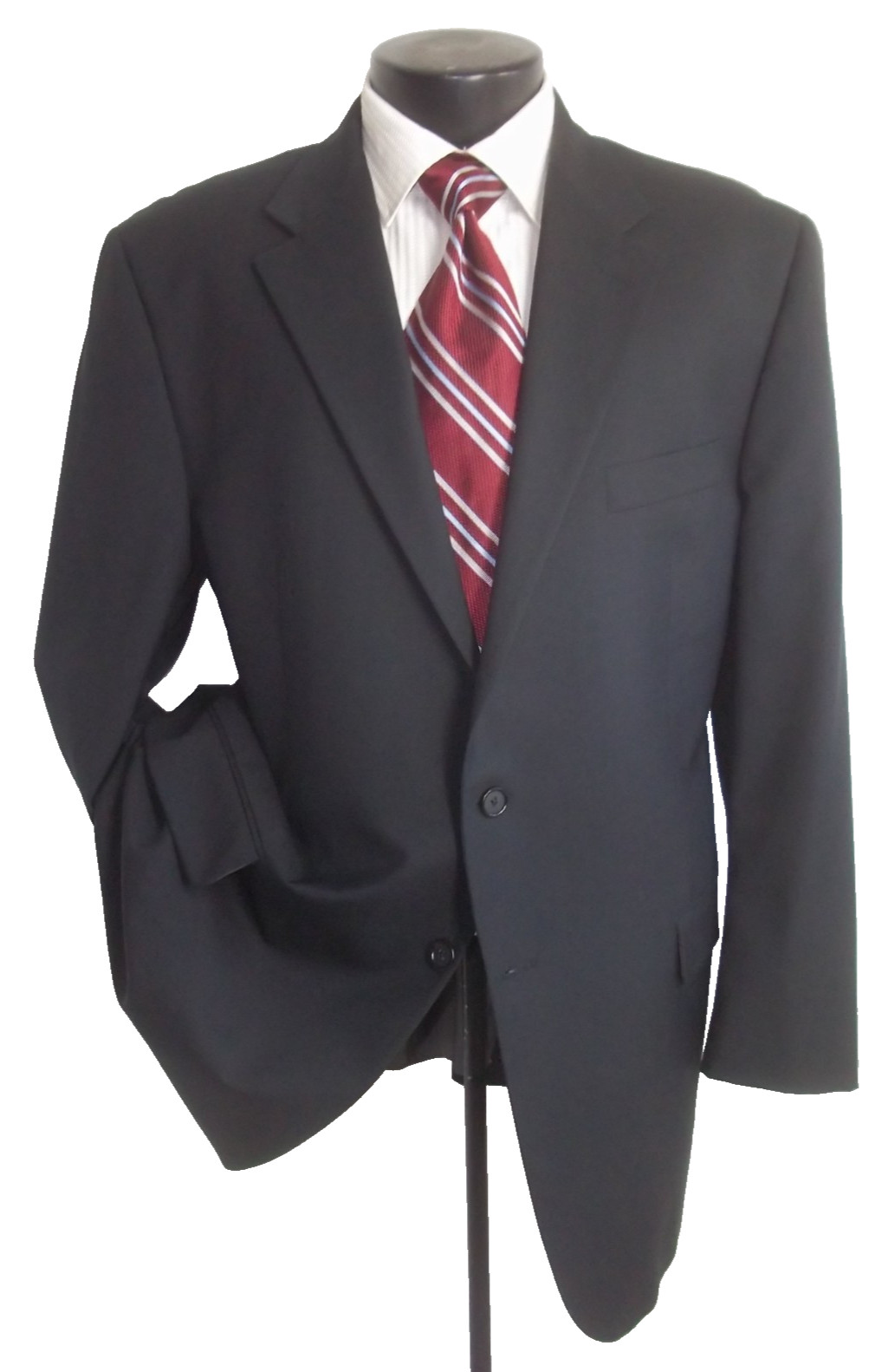 ( Hickey Freeman solid black 2button side vents w… - image 1