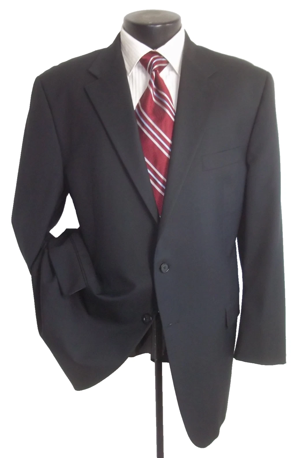 ( Hickey Freeman solid black 2button side vents wool blazer, coat, jacket 46R )