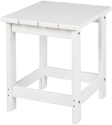 Square Outdoor Side Table Composite Patio White