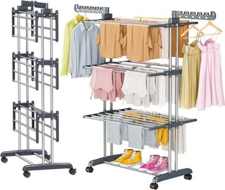 Clothes Airer Extra Large 4 Tier AUCTION Foldable Clothes Drying Rack Wheels