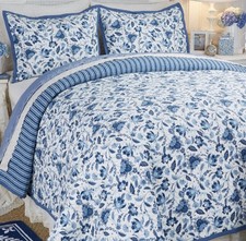 Clever Carriage Home Cannes Quilt set Blue, Full/Queen