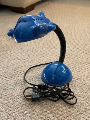 Vintage Blue Airplane Gooseneck Kids Room Desk Lamp Working Light Aviation Decor