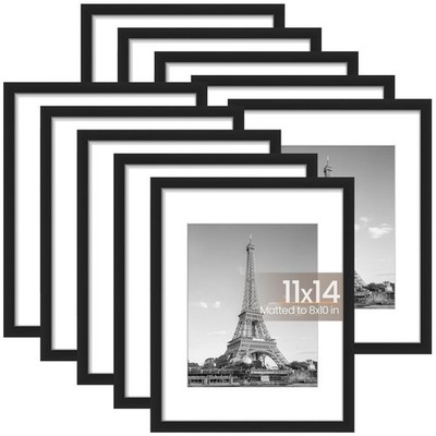 10-Piece 11x14 Black Picture Frame Set, Wall Collage Frames