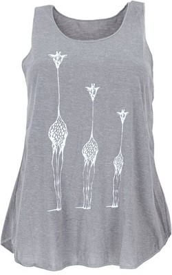 Tanktop mit Giraffen Retrodruck, Yogatop - grau