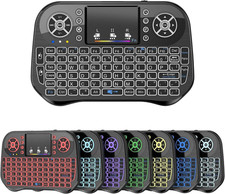 Mini Teclado Inalámbrico con Touchpad Mouse Combo, 7 Colores RGB Retroiluminado, Portátil