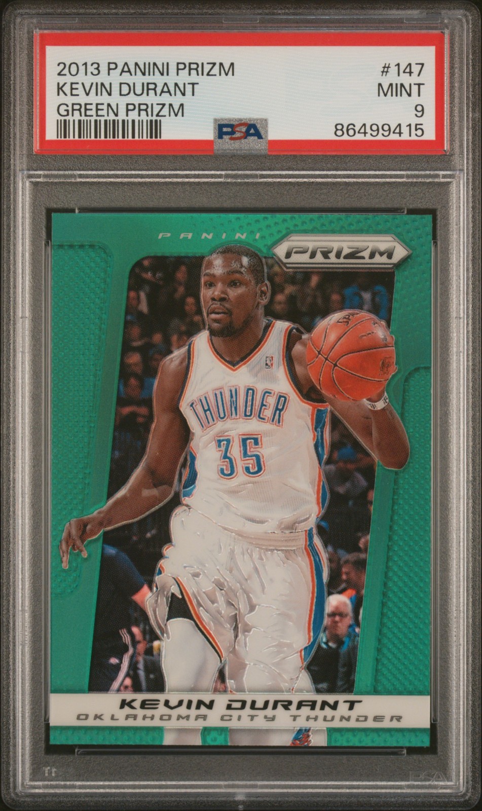 2013 PANINI PRIZM GREEN PRIZM #147 KEVIN DURANT PSA 9