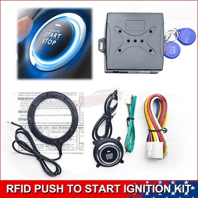 RFID Push Engine Start Button kit Keyless Upgrade Key Start Push Start Car 12V