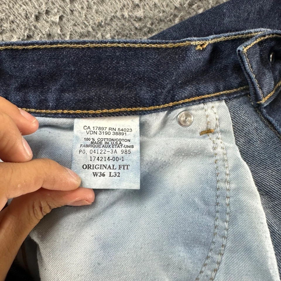 Vintage Gap 1969 Jeans Men 36x32 Blue Dark Wash Original Fit Button Fly Made USA - Image 4 of 4