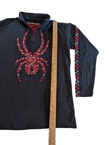 Spyder Logo Graphic 1/4 Zip Black Widow Pullover Sweatshirt Boys XL EUC Womens S - Picture 5 of 14