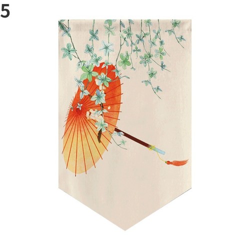 1PC Chinese Painting Short Curtain Vintage Style Floral Small Flag Drape Decors - Picture 9 of 21