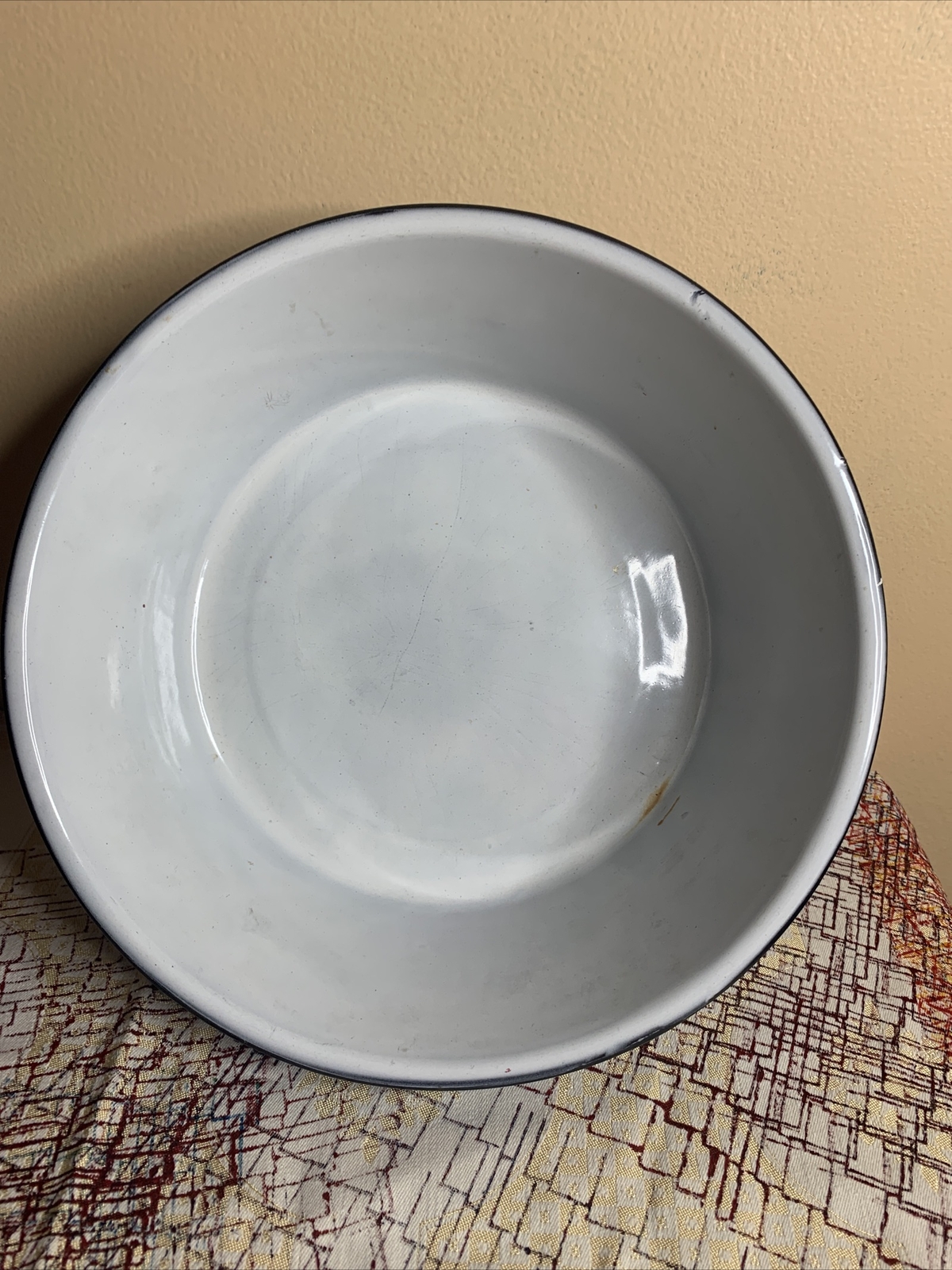RARE Beautiful Set Of 3 Vintage BROWN & WHITE SWIRL Graniteware Enamelware Bowls