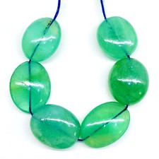 6 Pcs Natural Fluorite 23.7-28mm Oval Drilled Beads Loose Cabochon Gemstones