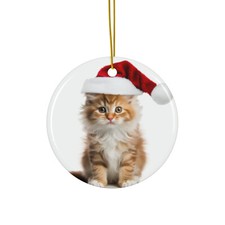 LaPerm Cat - Ceramic Christmas Ornament - Printed in USA