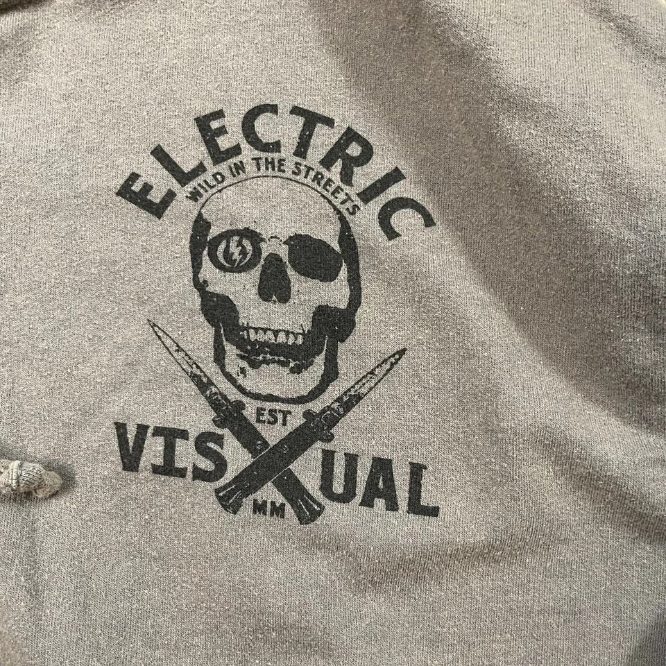 Sudadera con capucha gris con cremallera Electric Visual para hombre talla L Foto 3 de 4