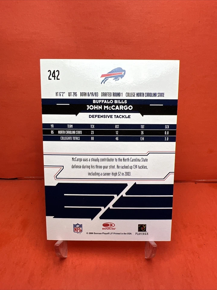 2006 Leaf Rookies & Stars Longevity Ruby /199 John McCargo #242 Rookie RC Mint🦄 - Image 2 of 2