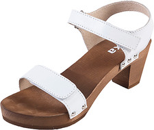 Elegante Schweden HOLZ CLOGS - Gr.36 *WEISS* Echt LEDER