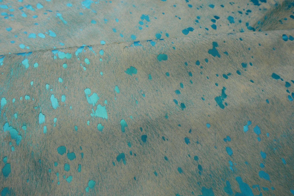 Turquoise Cowhide Rugs- Brazilian Natural Cowhides - Acid Washed ...
