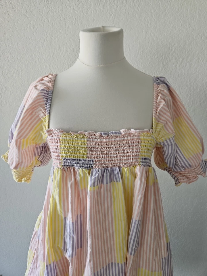 Urban Outfitters Gracie Patchwork Smocked Mini Dress Size L Read Descript - Image 2 of 4