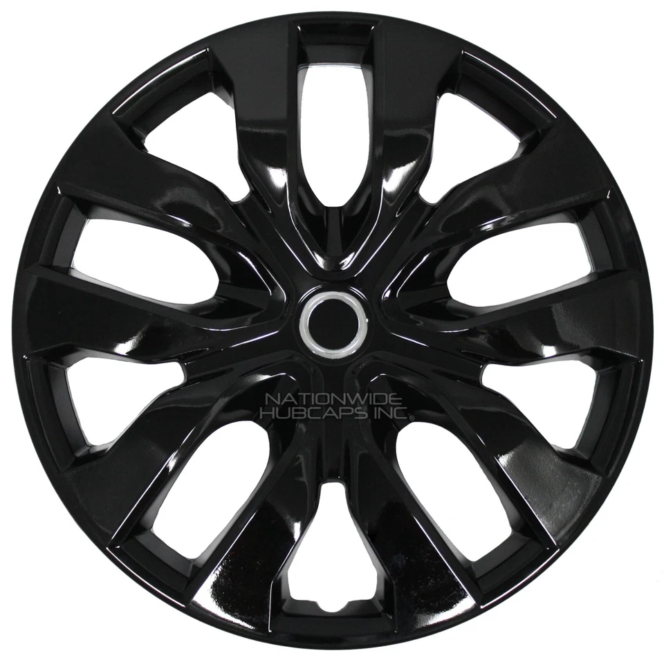 4 fits Nissan Versa 2007-2023 Black 15" Snap On Hub Caps Wheel Rim Full Covers - Image 2 of 4