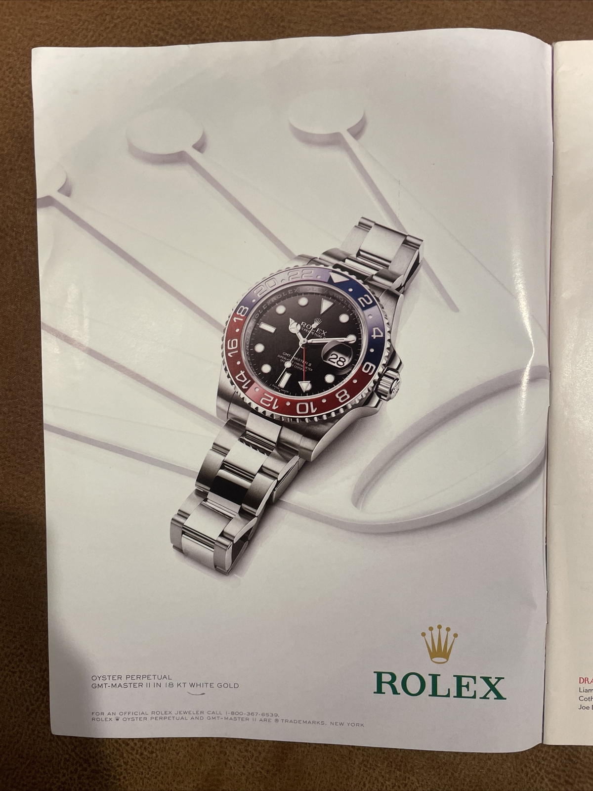 2015 Rolex GMT Master II White Gold Print Advertisement Men’s watches
