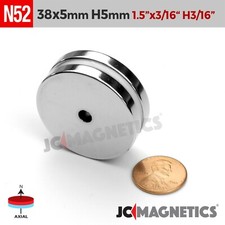 2pcs 38mm x 5mm Hole 5mm N52 Rare Earth Neodymium Magnet Ring Disc 38x5mm H5mm