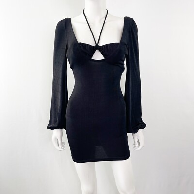 black halter dress princess polly Mystified Halter Plunge Mini Dress | Black | Womens