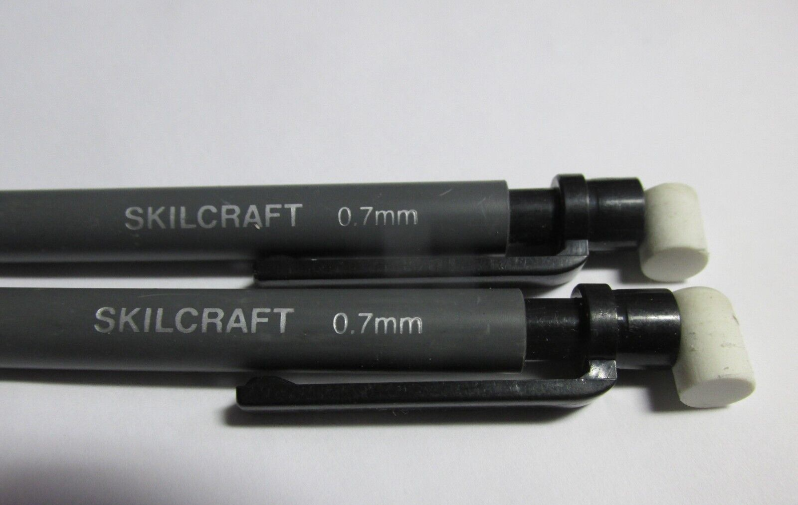 Vintage Skilcraft Mechanical Pencil Lot 2 Gray Comfort Grip 0.7mm Used
