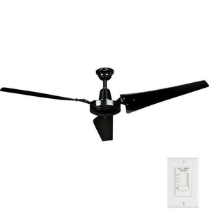 Industrial 60 In Indoor Black Ceiling Fan With Wall Control