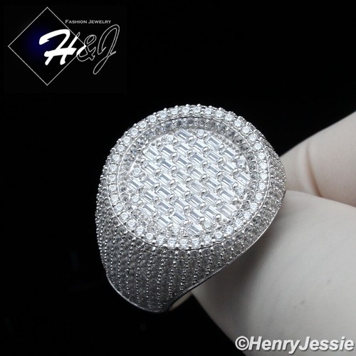 ANILLO REDONDO 3D PLATA ESTERLINA 925 BLING CZ CHAPADO EN ORO/PLATA PARA HOMBRE*SR189 - Imagen 2 de 10