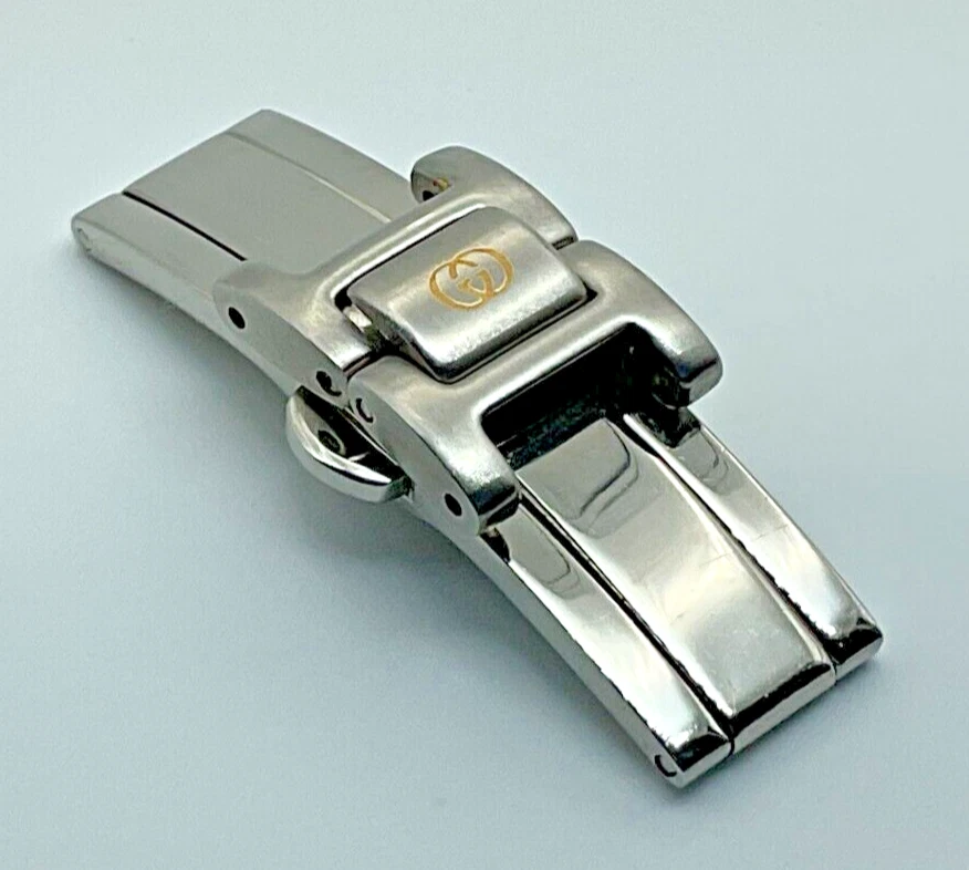 BOUCLE DE DÉPLOIEMENT DE MONTRE GUCCI ORIGINALE 12 MM AVEC MAILLONS POUR BRACELET BICOLORE 9000 L