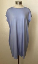 Eileen Fisher Fine Jersey Cap Sleeve Crew Neck Boxy Dress Light Coast M $178 NWT