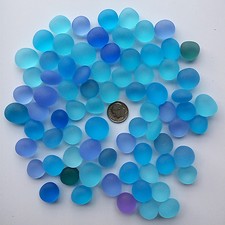 round sea beach glass 15-18mm 10 pcs pebble lots blue purple-blue jewelry use