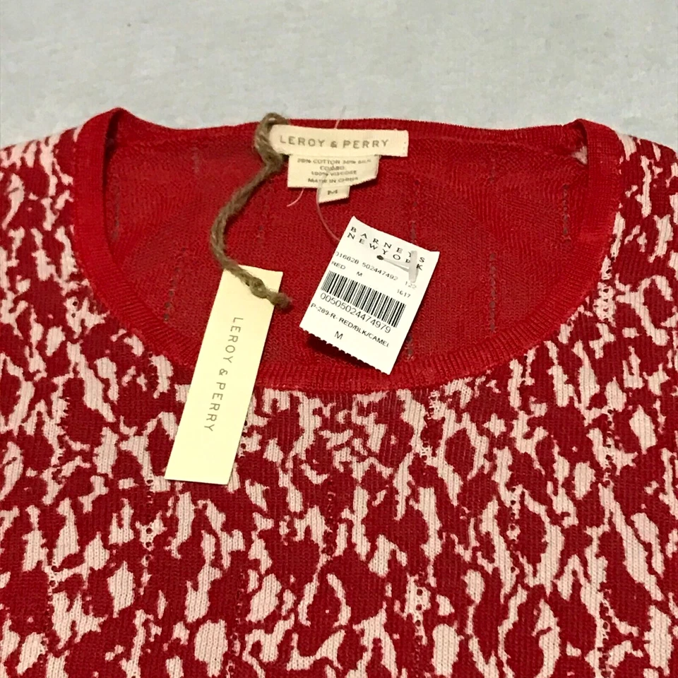 Suéter Leroy & Perry Mujer Mezcla Seda Talla M Rojo Negro Barney’s Pullover Nuevo con Etiquetas Foto 3 de 4