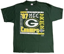 Vintage NOS 1997 Green Bay Packers Size XL T Shirt Logo 7 NFC Super Bowl Champs