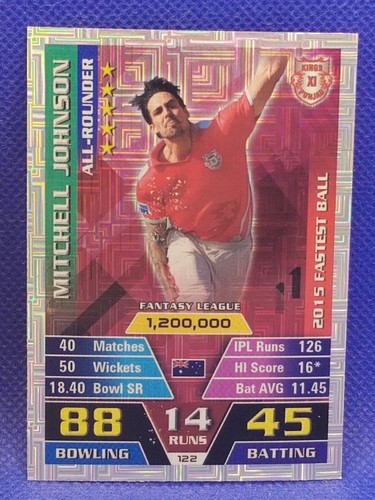 2016 Topps Attax Cricket MITCHELL JOHNSON SILVER FOIL A1512