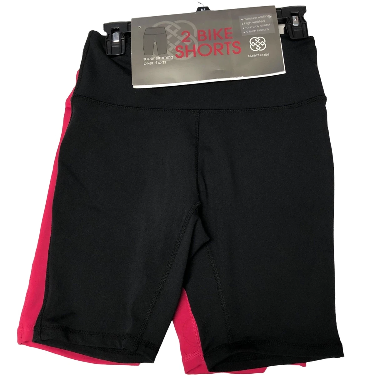 DAISY FUENTES HIGH WAISTED PACK OF 2 BIKE SHORTS size md NEW WITHT TAG