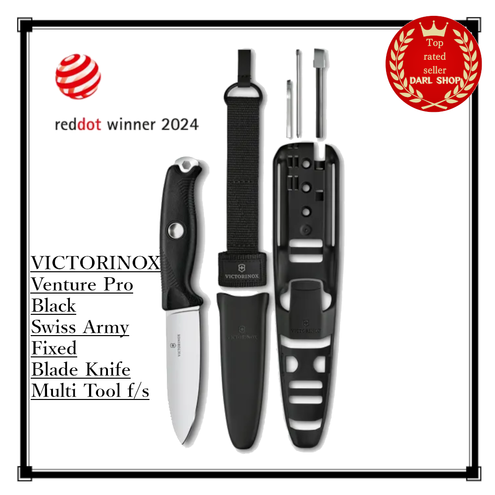 VICTORINOX Venture Pro Black Swiss Army Fixed Blade Knife Multi