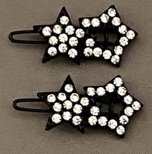 2 PCS STAR HAIR CLIPS SPARKLING CLEAR CRYSTALS FREE USA SHIPPING