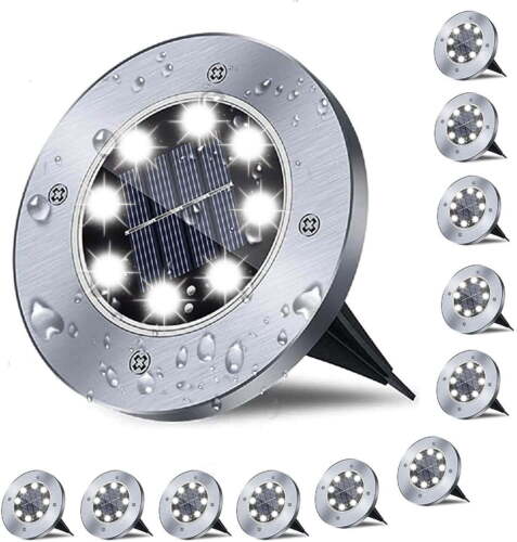 Solar Ground Lights, 12 Packs 8 LED Solar Garden Lamp Waterproof In-Ground Outdo