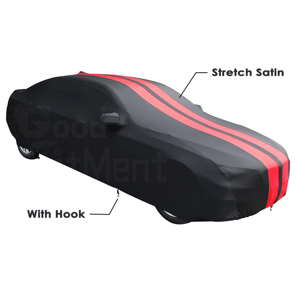 For MG MGB Full Car Cover Indoor Dust Scratch Protection Black + Red Stripes AU - image 3 of 4