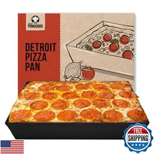 Chef Pomodoro Detroit Style Pizza Pan, 10 x 14 inch, Hard Anodized Rectangula