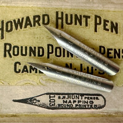 12 Vintage Howard Hunt Pen Co 103 Mapping Nibs Round Pointed