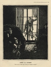 Early Post WW 2 BRITISH Cartoon - HOMEFRONT SAFETY? Scraperboard Illustration 