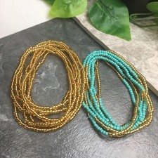 2 PC Handmade 70" Waist Beads Necklace African Boho Bracelet Anklet Set New A872