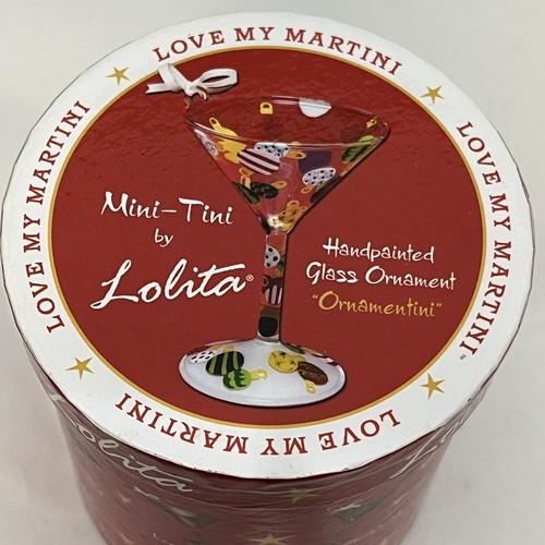 Lolita Mini-Tini Martini Vidrio Adorno de Navidad Ornamentoini Caja Pintada a Mano - Imagen 11 de 13