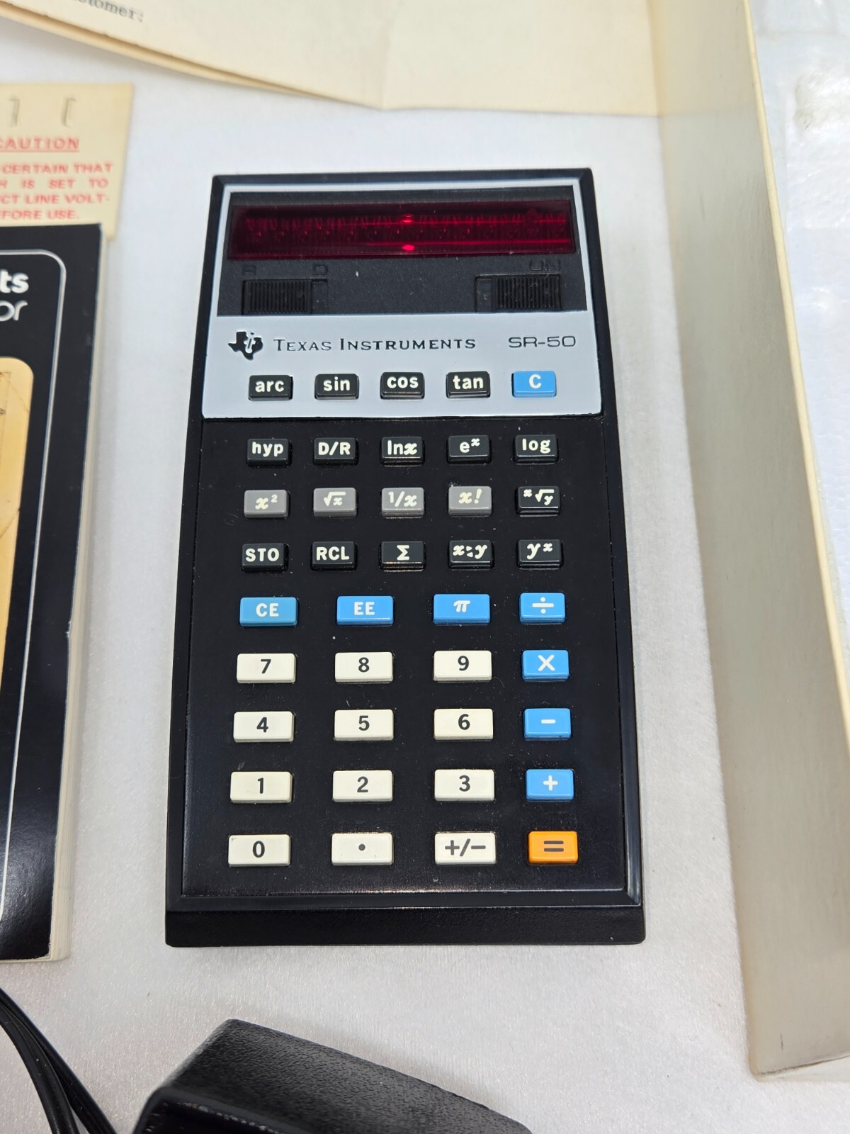 VINTAGE TEXAS INSTRUMENTS SLIDE RULE CALCULATOR SR50 WBOX READ G2U