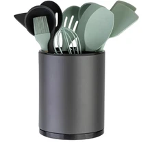 Gray Rotating Kitchen Utensil Holder Organizer XL 360 Degrees Drain Holes New
