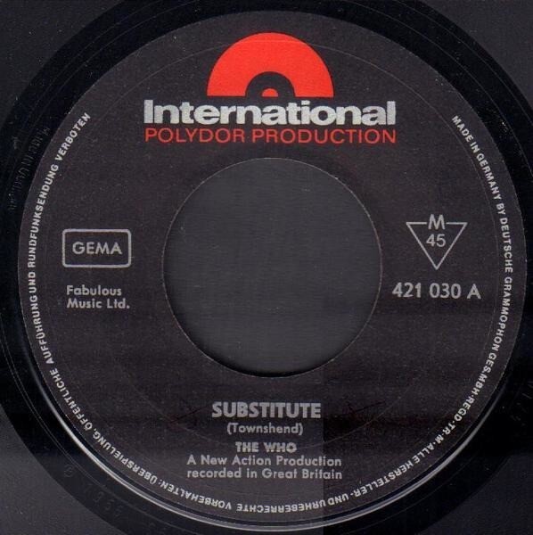 The Who Substitute Vinyl Single 7inch International Polydor